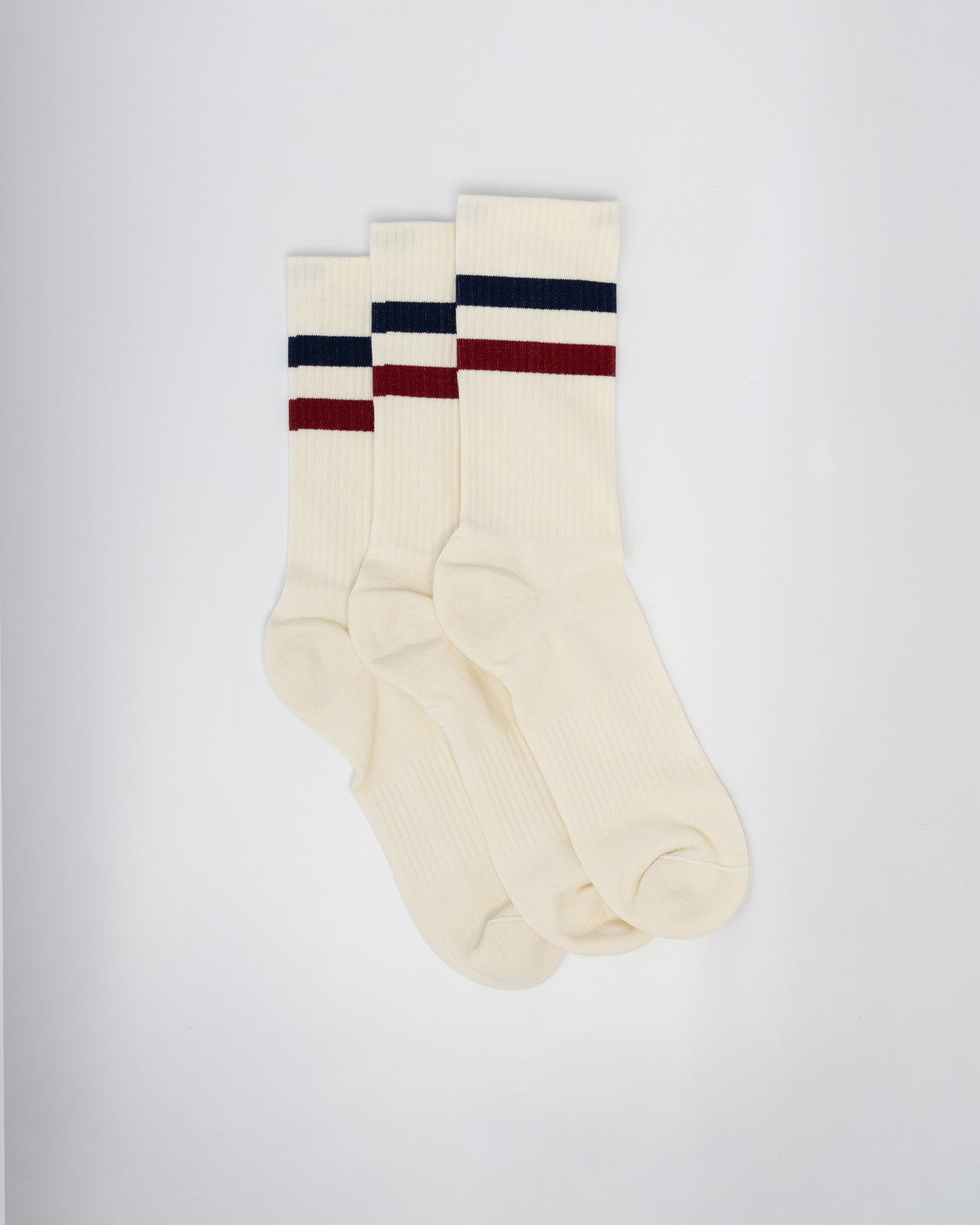 Two Stripe Sock Off White Navy / Red 3-pack