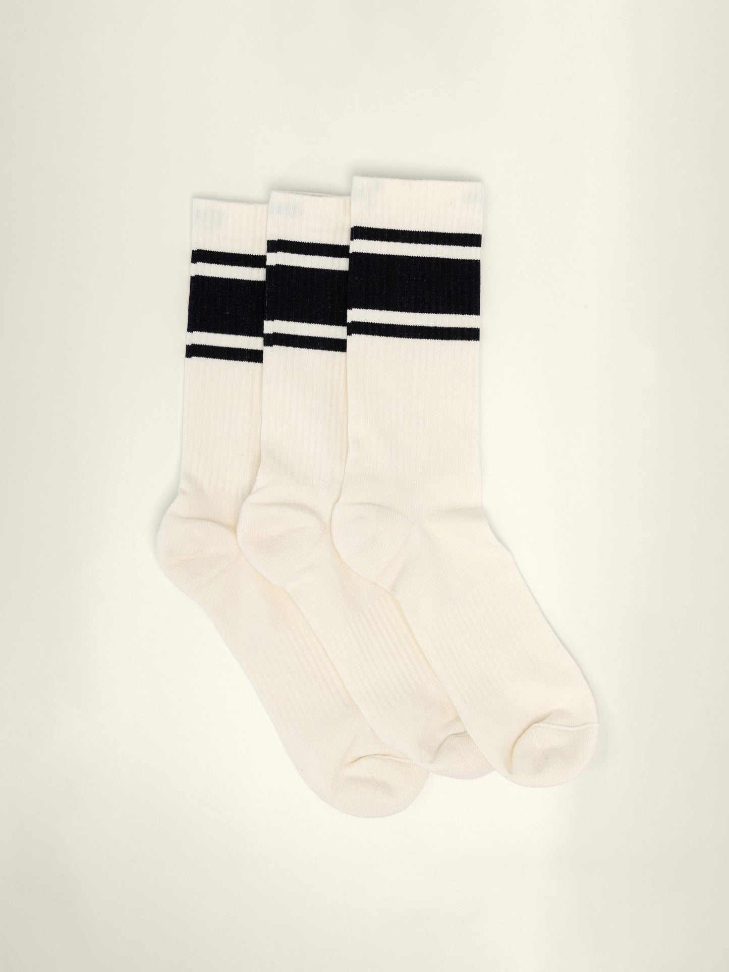 Triple Stripe Sock Off White / Black 3-pack