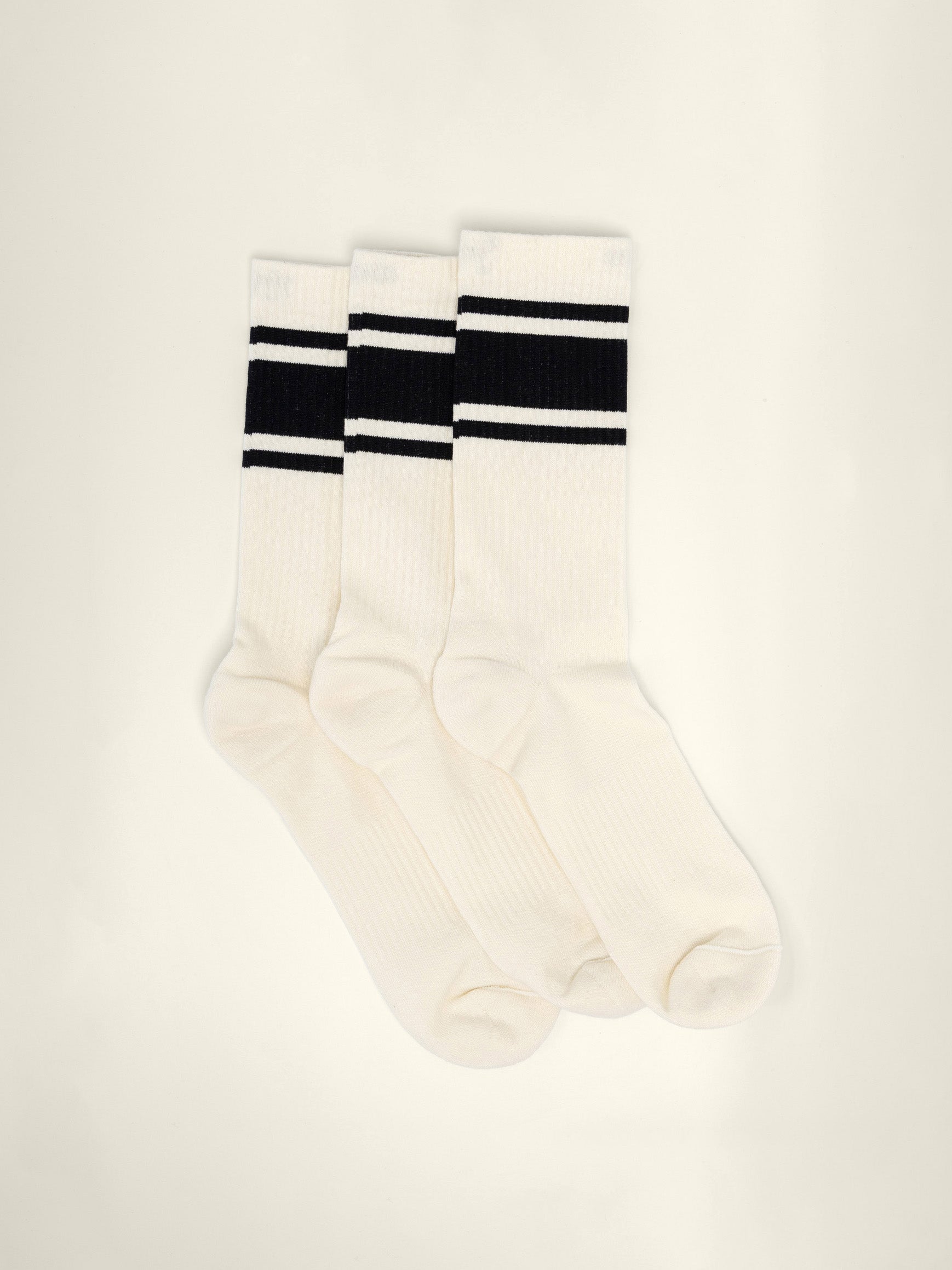 Triple Stripe Sock Off White / Black 3-pack