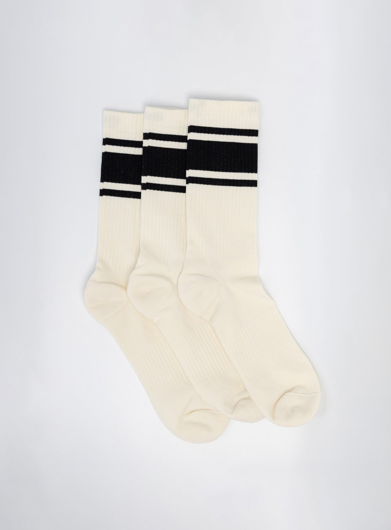 Triple Stripe Sock Off White / Black 3-pack