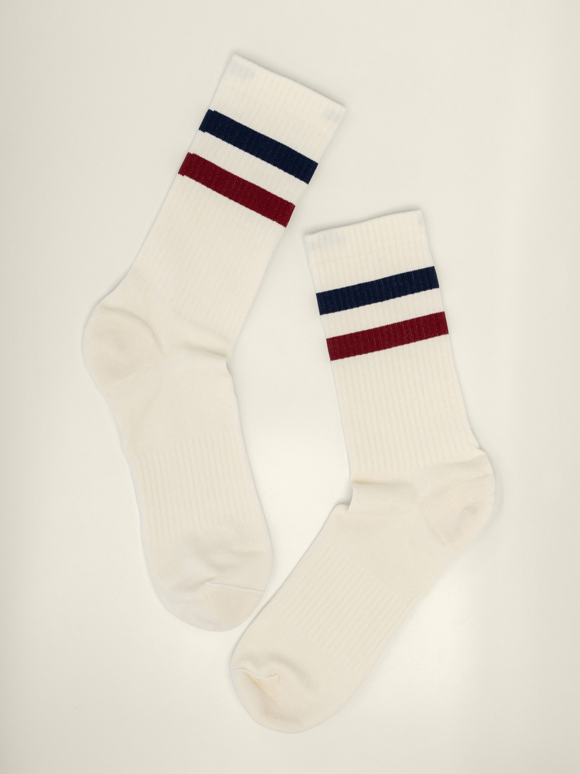 Two Stripe Sock Off White Navy / Red
