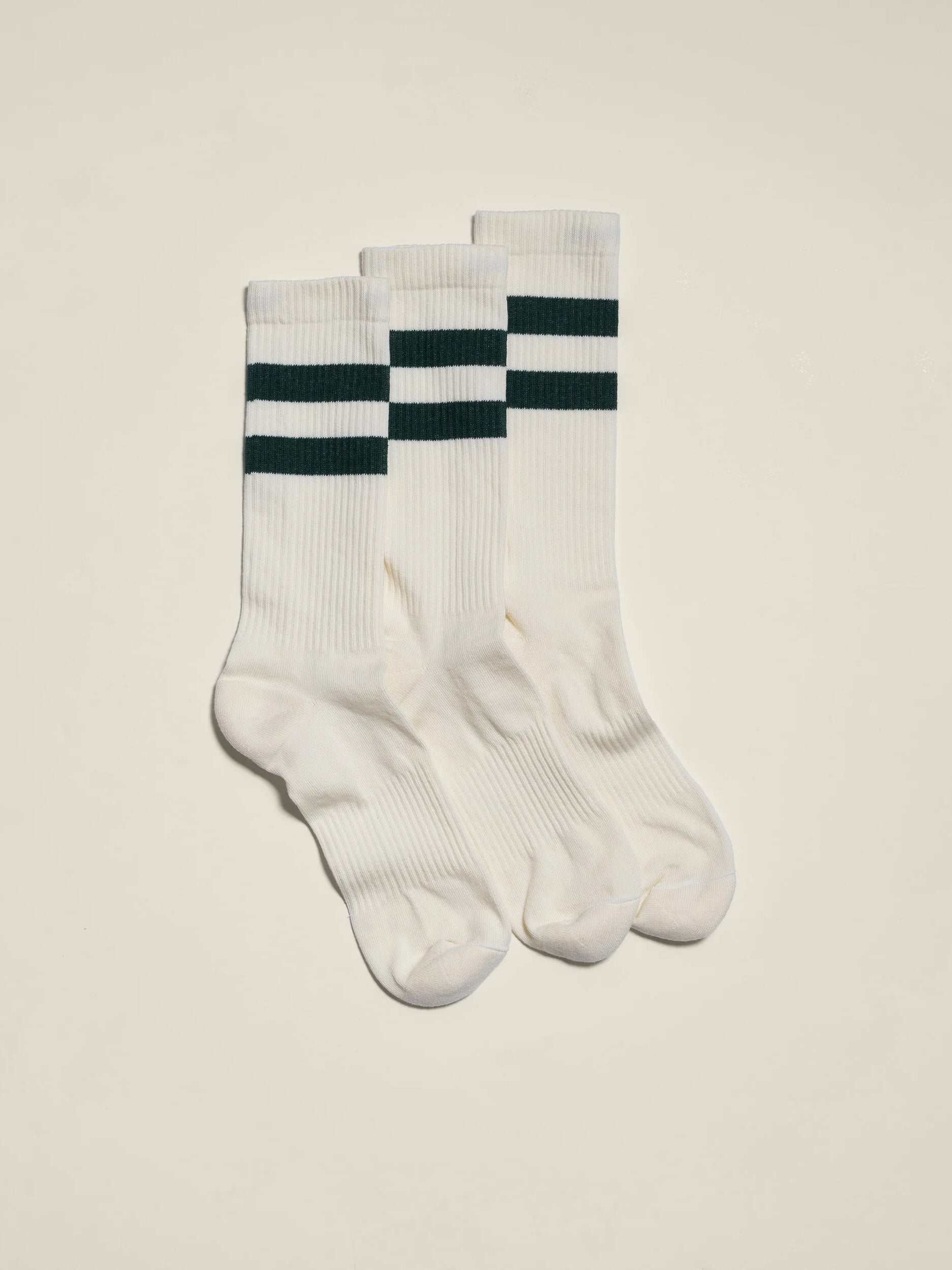 Two Stripe Sock Off White / Green 3-pack