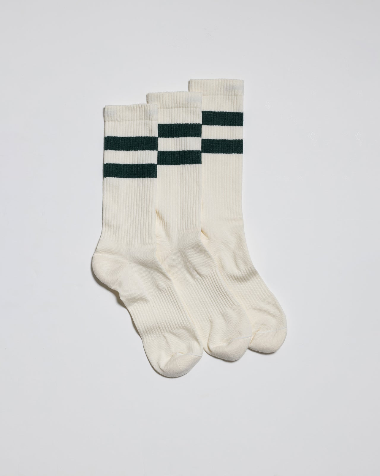 Two Stripe Sock Off White / Green 3-pack