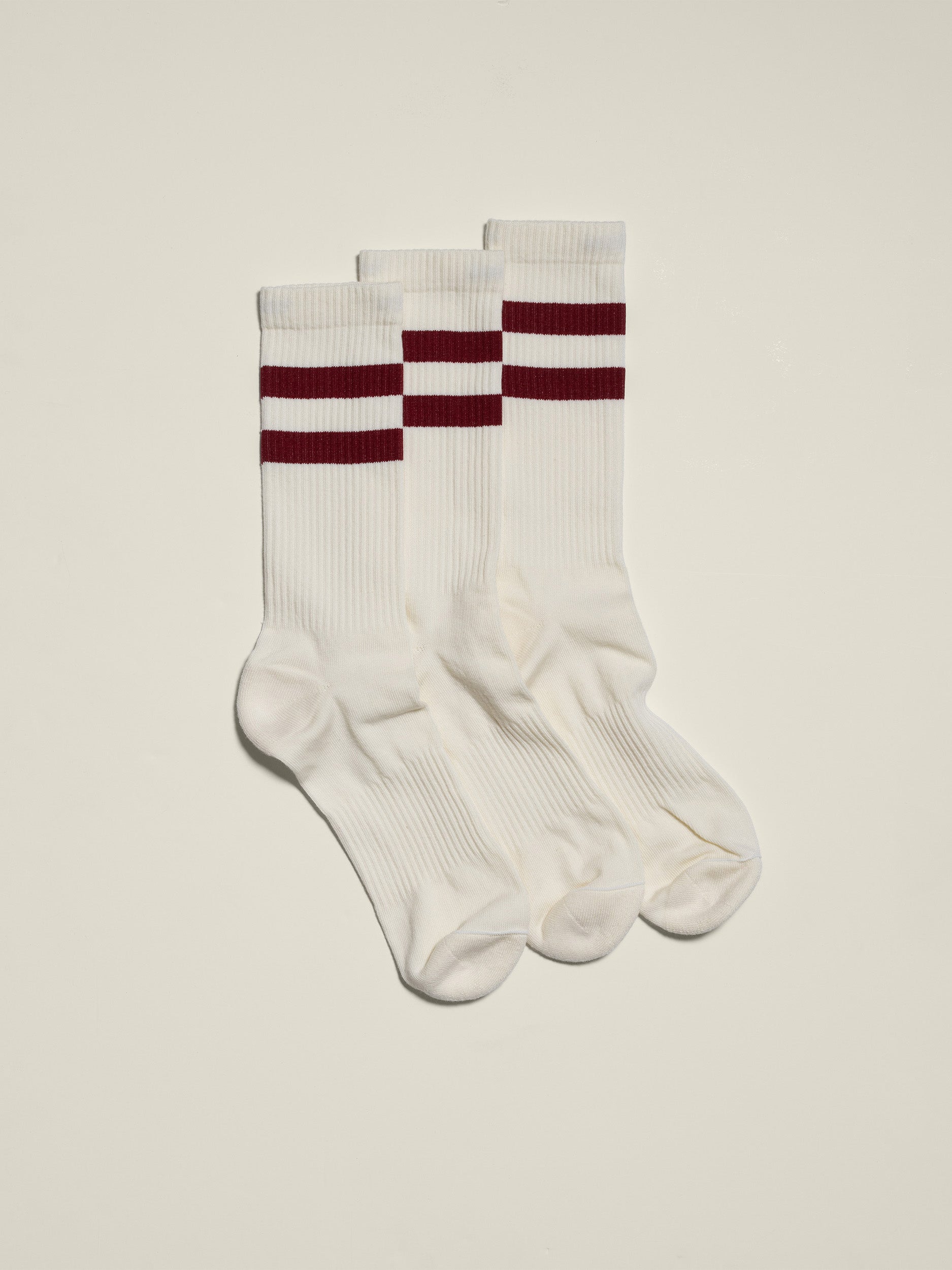 Two Stripe Sock Off White / Red 3-pack