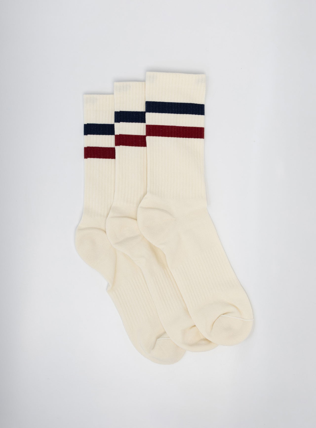 Two Stripe Sock Off White Navy / Red 3-pack