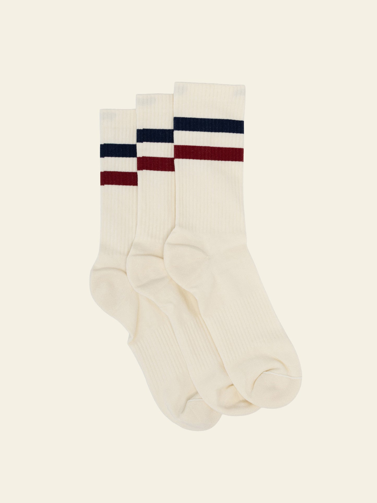Two Stripe Sock Off White Navy / Red 3-pack