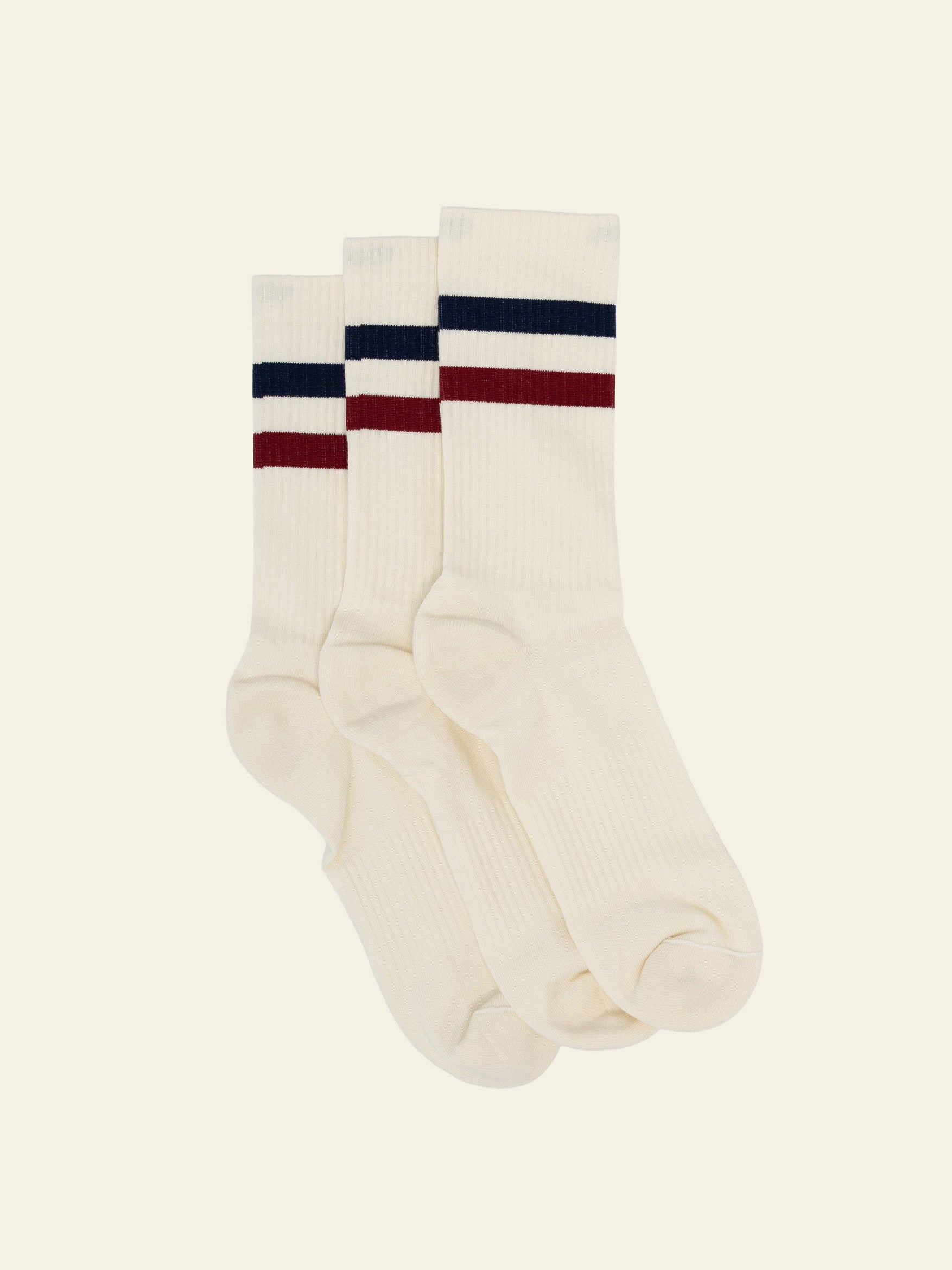 Two Stripe Sock Off White Navy / Red 3-pack