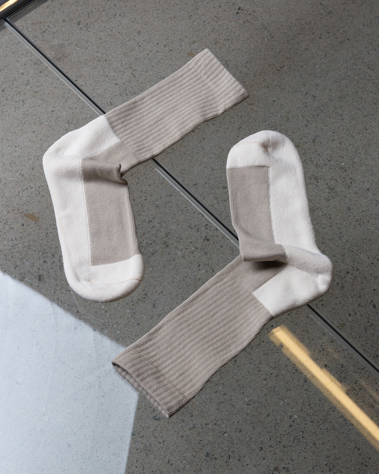 Two Tone Sock Sand/Off-White